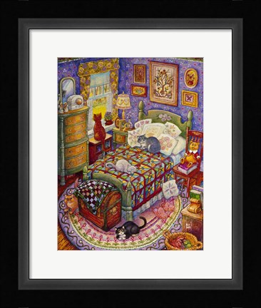 Framed More Bedroom Cats Print