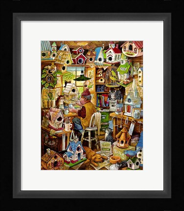 Framed Birdhouse Man Print