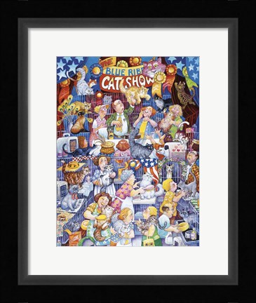 Framed Blue Ribbon Cat Show Print