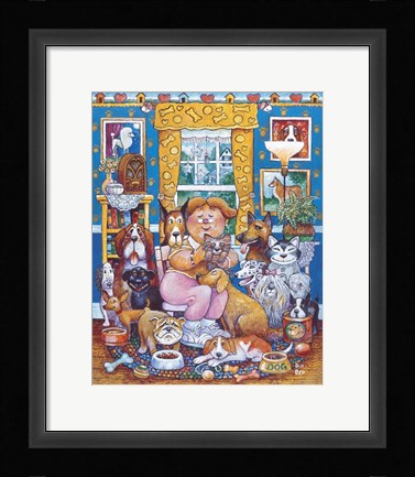 Framed Lady Who Loves Dogs Print