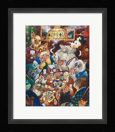 Framed Poker Cats Print