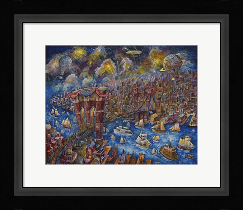 Framed Opening Day 1873 Brooklyn Bridge Print