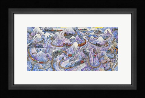 Framed Stave Trains Print