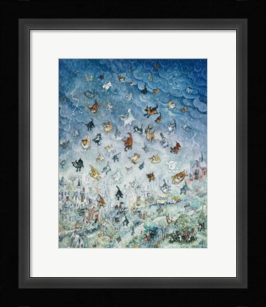 Framed Raining Cats and Dogs Print