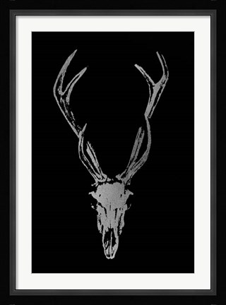 Framed Silver Foil Rustic Mount I on Black Print