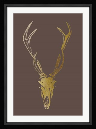 Framed Gold Foil Rustic Mount I on Bitter Chocolate Print