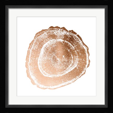 Framed Rose Gold Foil Tree Ring III Print