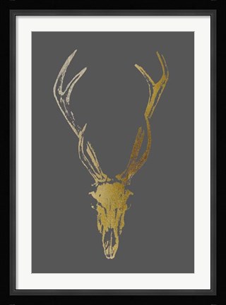 Framed Gold Foil Rustic Mount I on Dark Grey Print