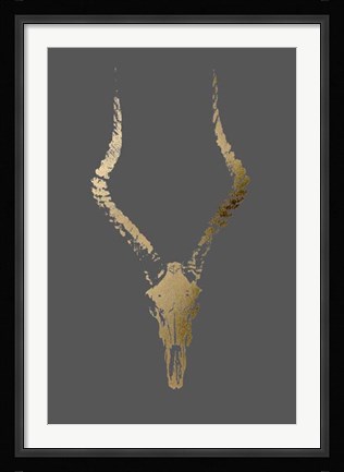 Framed Gold Foil Rustic Mount II on Dark Grey Print