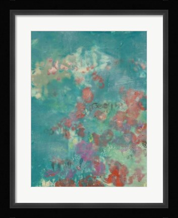Framed Teal Rose Garden I Print
