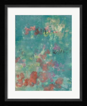 Framed Teal Rose Garden II Print