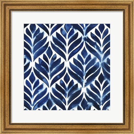 Framed Cobalt Watercolor Tiles IV Print