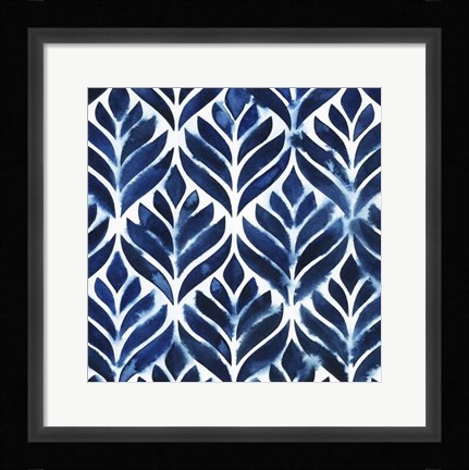 Framed Cobalt Watercolor Tiles IV Print