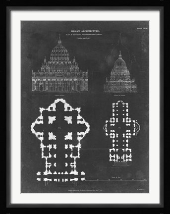 Framed Plan &amp; Elevation for St. Peter's &amp; St. Paul's Print