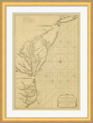Framed Coastal Chart of the East Coast Print
