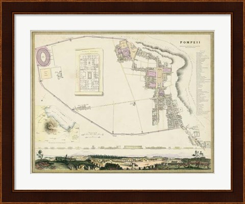 Framed Map of Pompeii Print