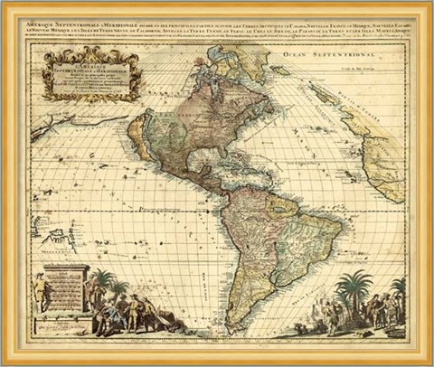 Framed Antique Map of America II Print