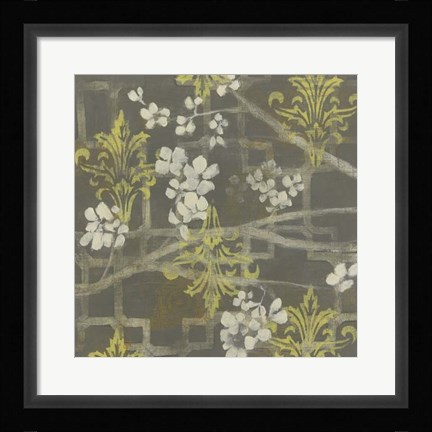 Framed Patterned Blossom Branch I Print