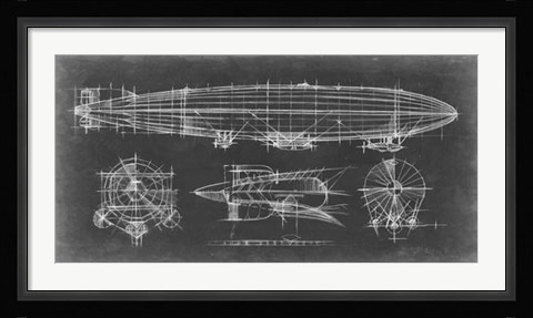 Framed Airship Blueprint Print