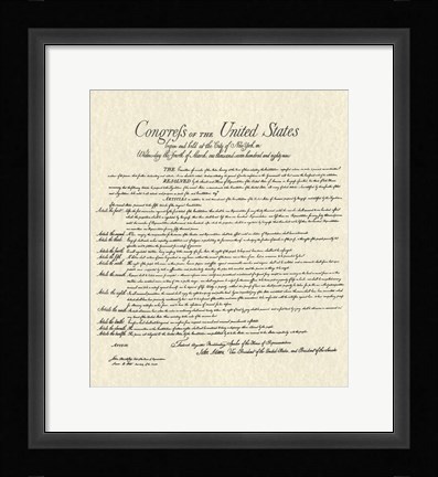 Framed Bill of Rights (Document) Print