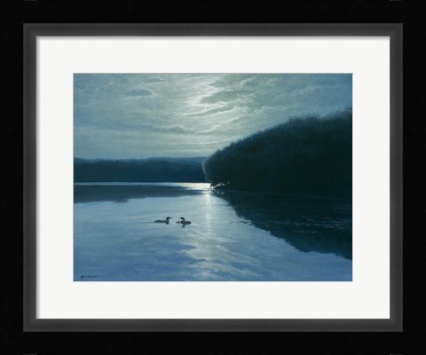 Framed Moonlight Loons Print