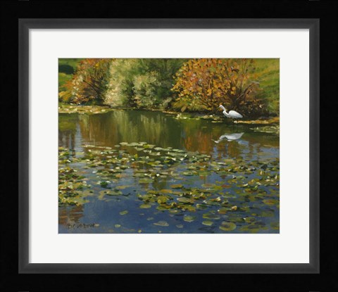 Framed Plein Air Egret 1 Print