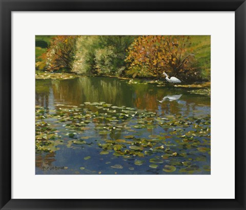 Framed Plein Air Egret 1 Print