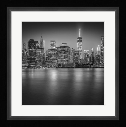 Framed Manhattan Skyline Night 3 Print