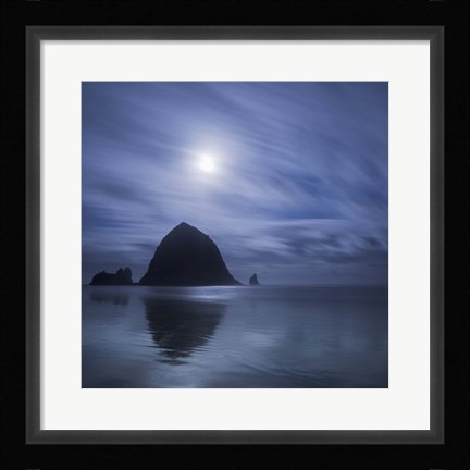 Framed Moon Over Canon Beach Print