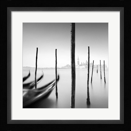 Framed Gondolas And Poles Print