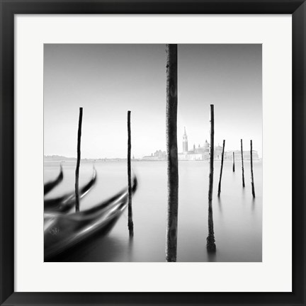 Framed Gondolas And Poles Print