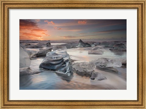 Framed Glacial Lagoon Beach Print