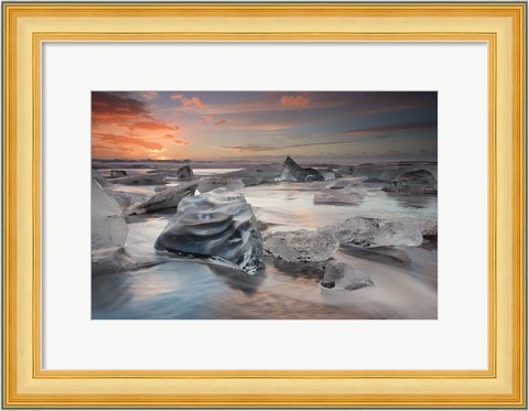 Framed Glacial Lagoon Beach Print