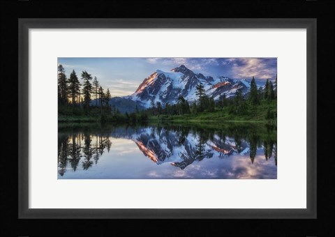 Framed Sunrise On Mount Shuksan Print