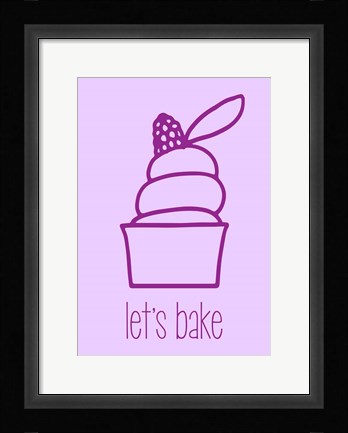 Framed Let's Bake - Dessert III Purple Print