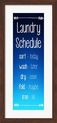 Framed Laundry Schedule - Ocean Blue Print