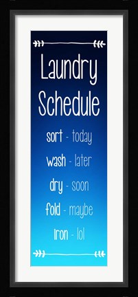 Framed Laundry Schedule - Ocean Blue Print