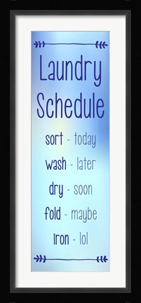 Framed Laundry Schedule - Sky Blue Print