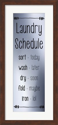 Framed Laundry Schedule - Silver Print