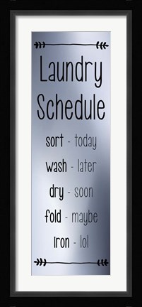 Framed Laundry Schedule - Silver Print