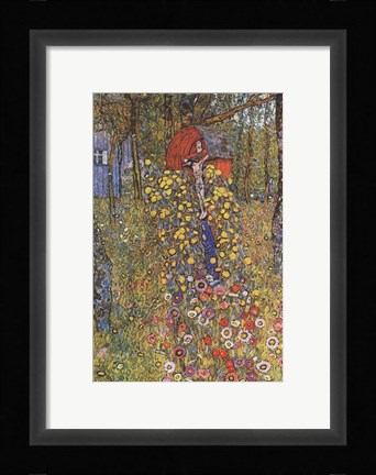 Framed Farmers Garden with Crucifix Print