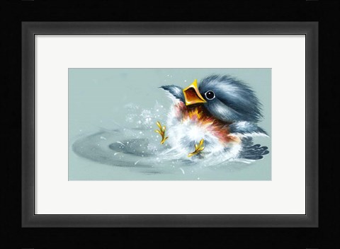 Framed April Showers - Bird Puddle Print