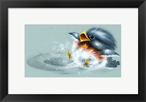 Framed April Showers - Bird Puddle Print