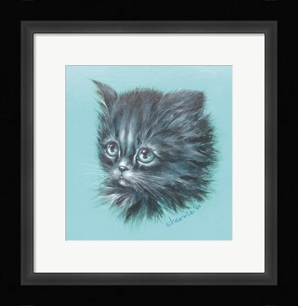 Framed Black Kitten - 23A Print