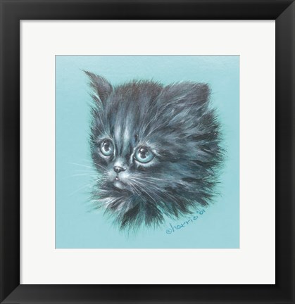 Framed Black Kitten - 23A Print