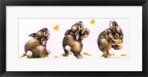 Framed Bunny And Lightning Bug Print