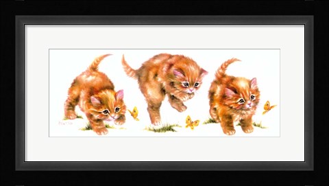 Framed Kitten And Butterfly Print