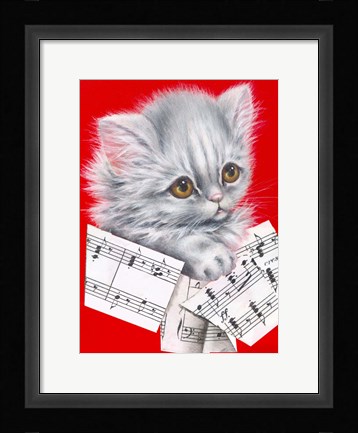 Framed Music Cat - 12A Print