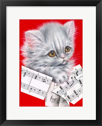 Framed Music Cat - 12A Print