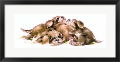 Framed Puppy Pile Print